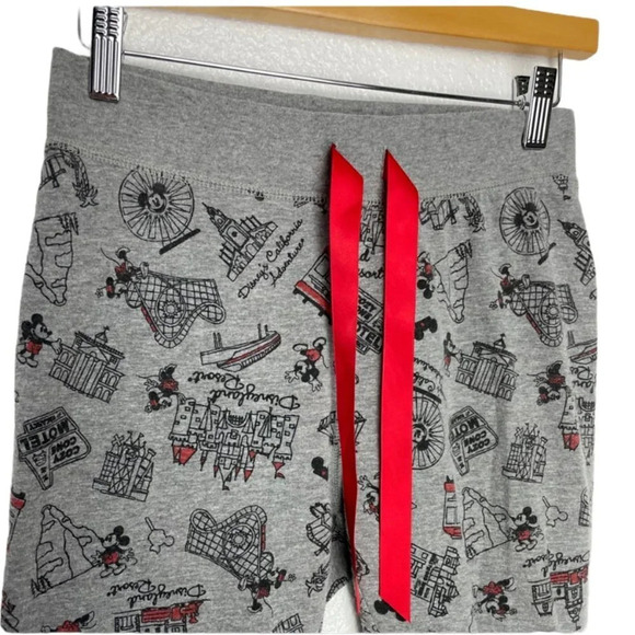 Disney Parks Pants Womens XS Gray Black Jogger Pull on Tapered Drawstring Pajama - Picture 4 of 5